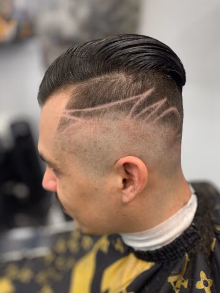 Slicked Back Undercut & Freestyle Razor Design - Angle A